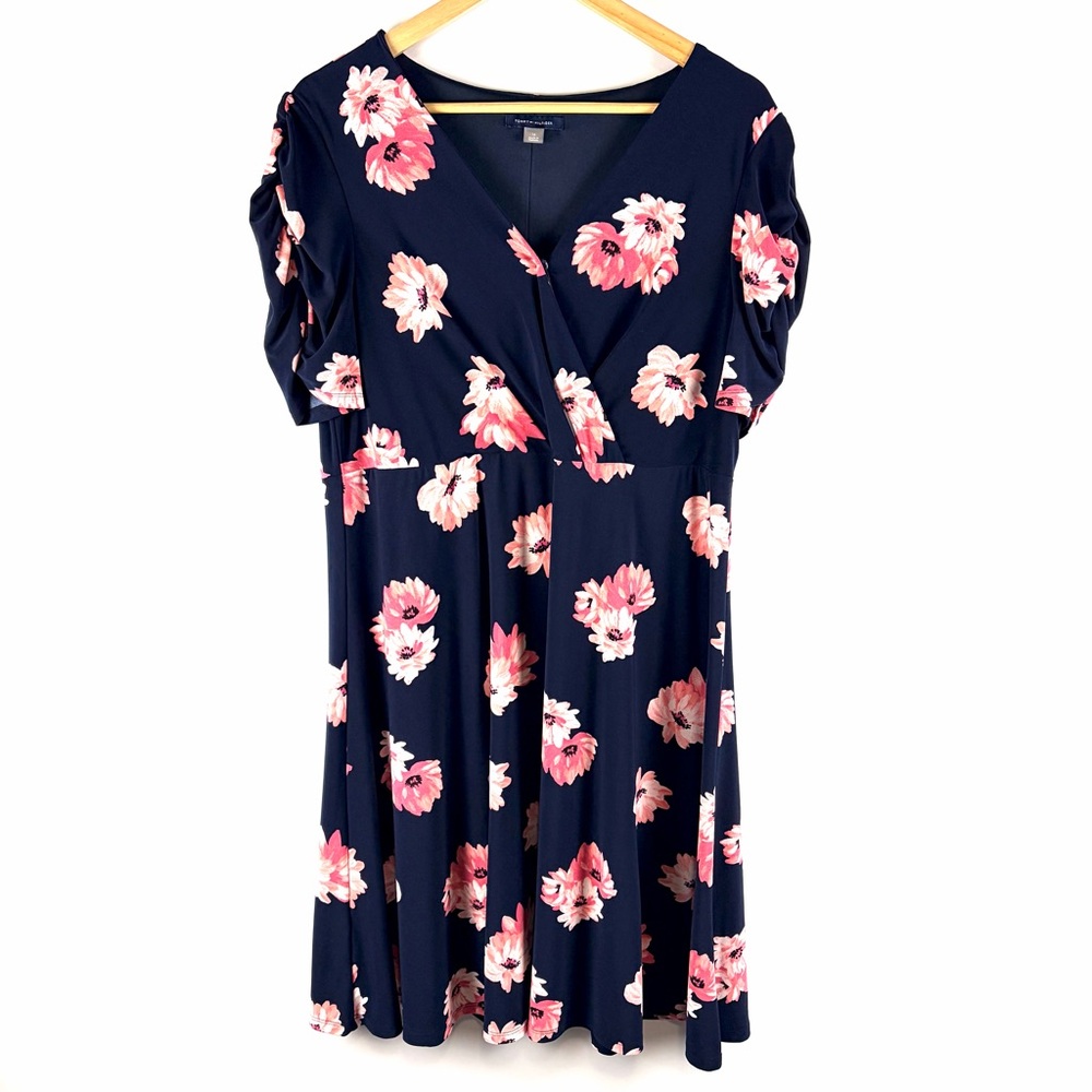 Tommy Hilfiger Navy Floral Wrap Mini Dress - Picture 3 of 13